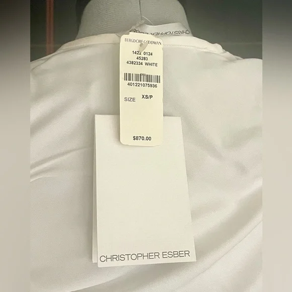 NWT Christopher Esber Christo Wrapped Tank Dress, faille fabric, white, XS/P - Picture 14 of 16